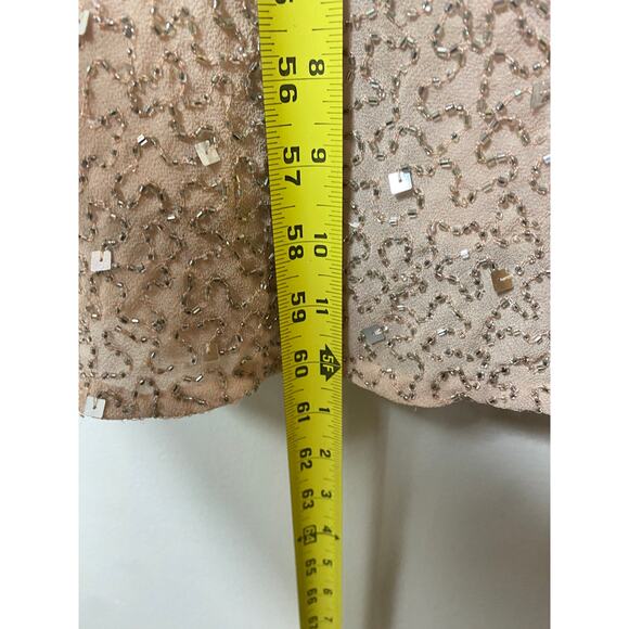 NWT ADRIANNA PAPELL DRESS GOWN TAUPE PINK SEQUIN BEADED WEDDING FORMAL EVENING - Picture 12 of 15